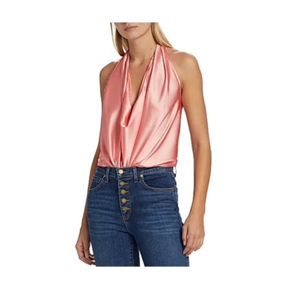 RAMY BROOK Top NEW Size M Harriet Silk Halter Tank Top Convertible Light Pink - Picture 8 of 8